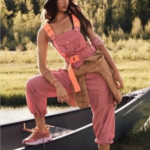 NWT Free People Movement Parachute Overalls Large Morning Meadow Onesie rose xs